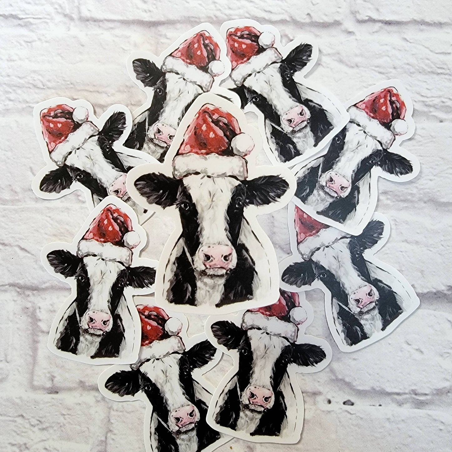 Christmas Cow Vinyl Sticker