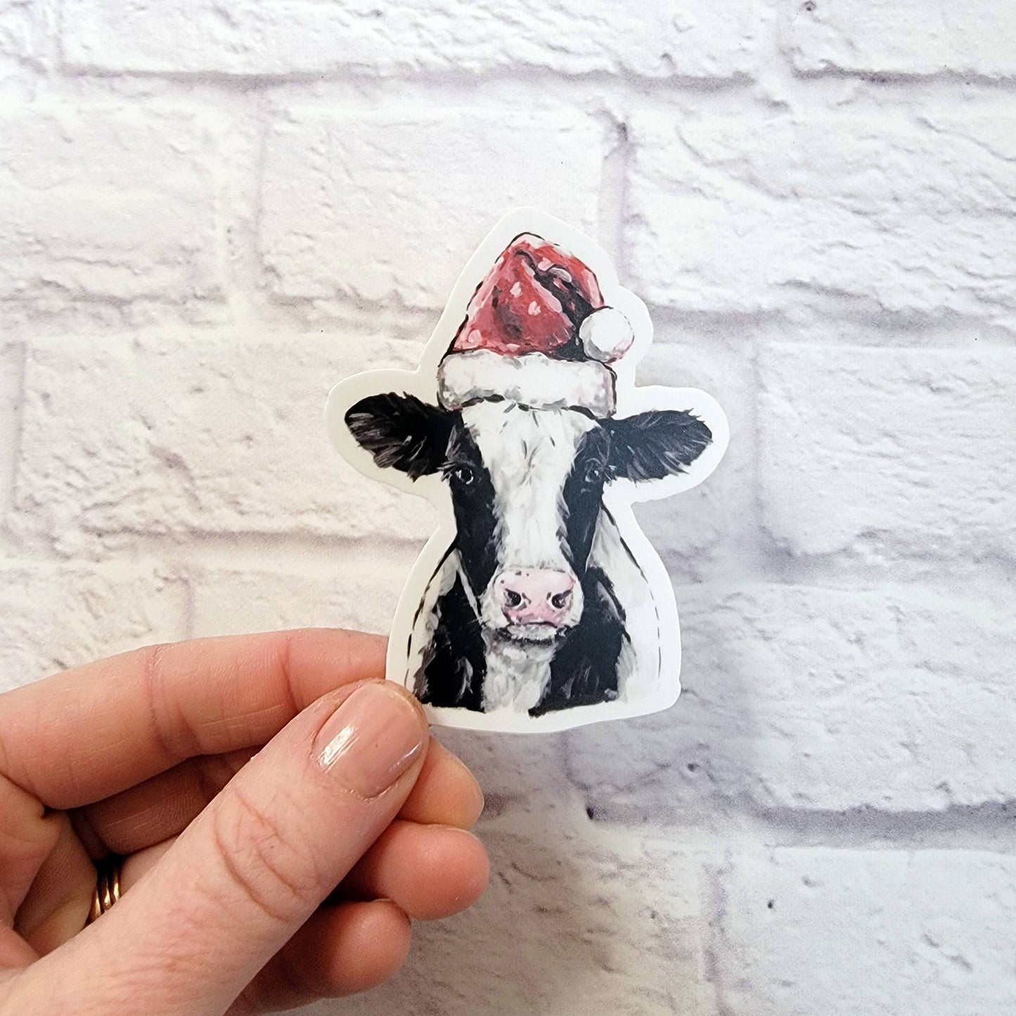 Christmas Cow Vinyl Sticker